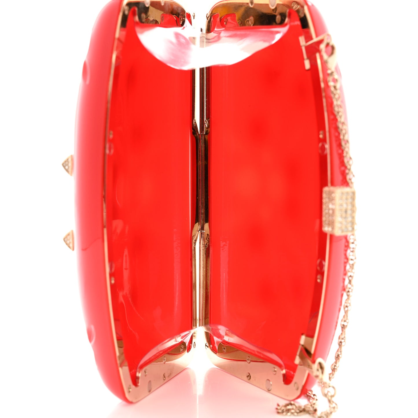 Acrylic Rockstud Minaudiere Clutch Red