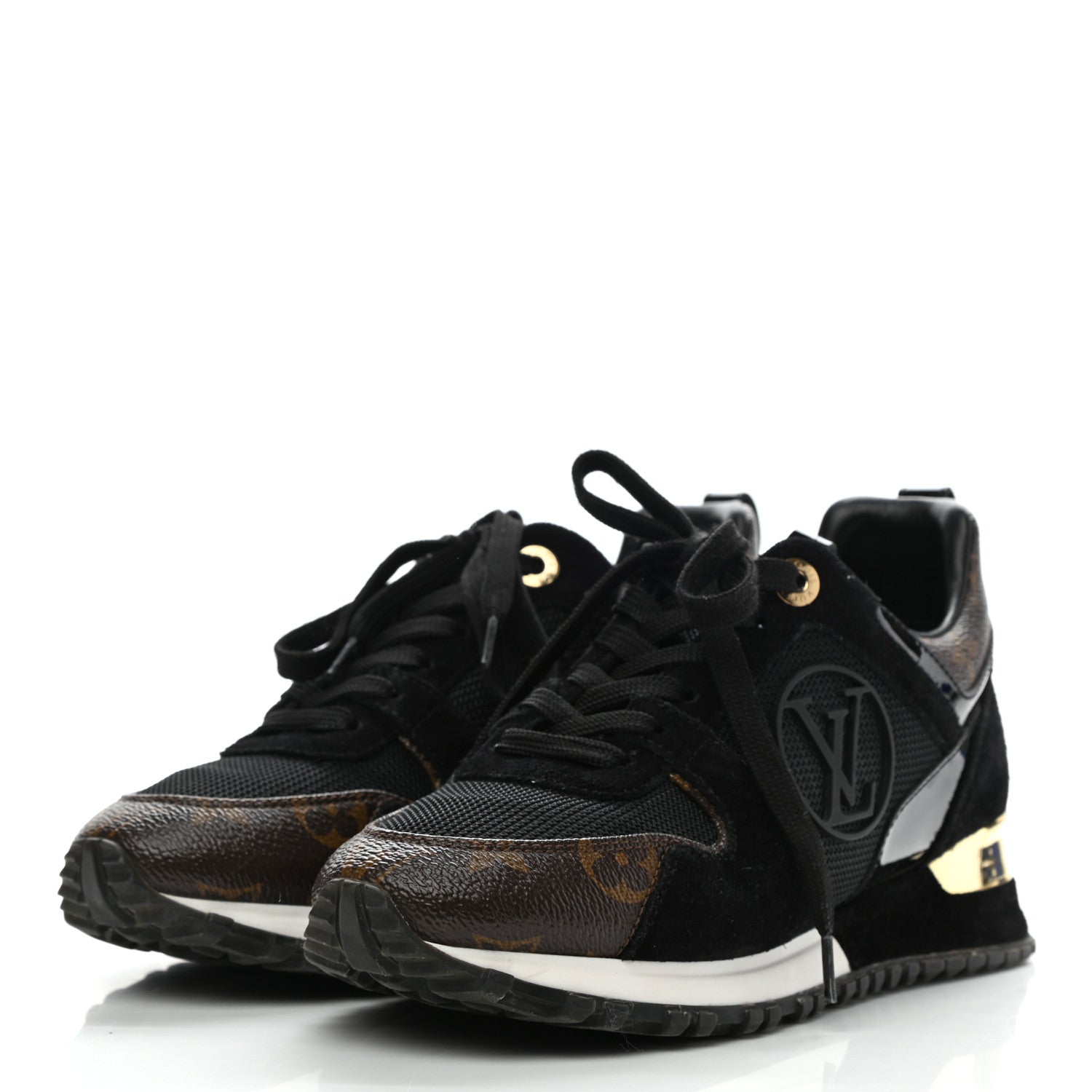 Louis Vuitton Suede Monogram Run Away Sneakers 35 Black 3 of 9