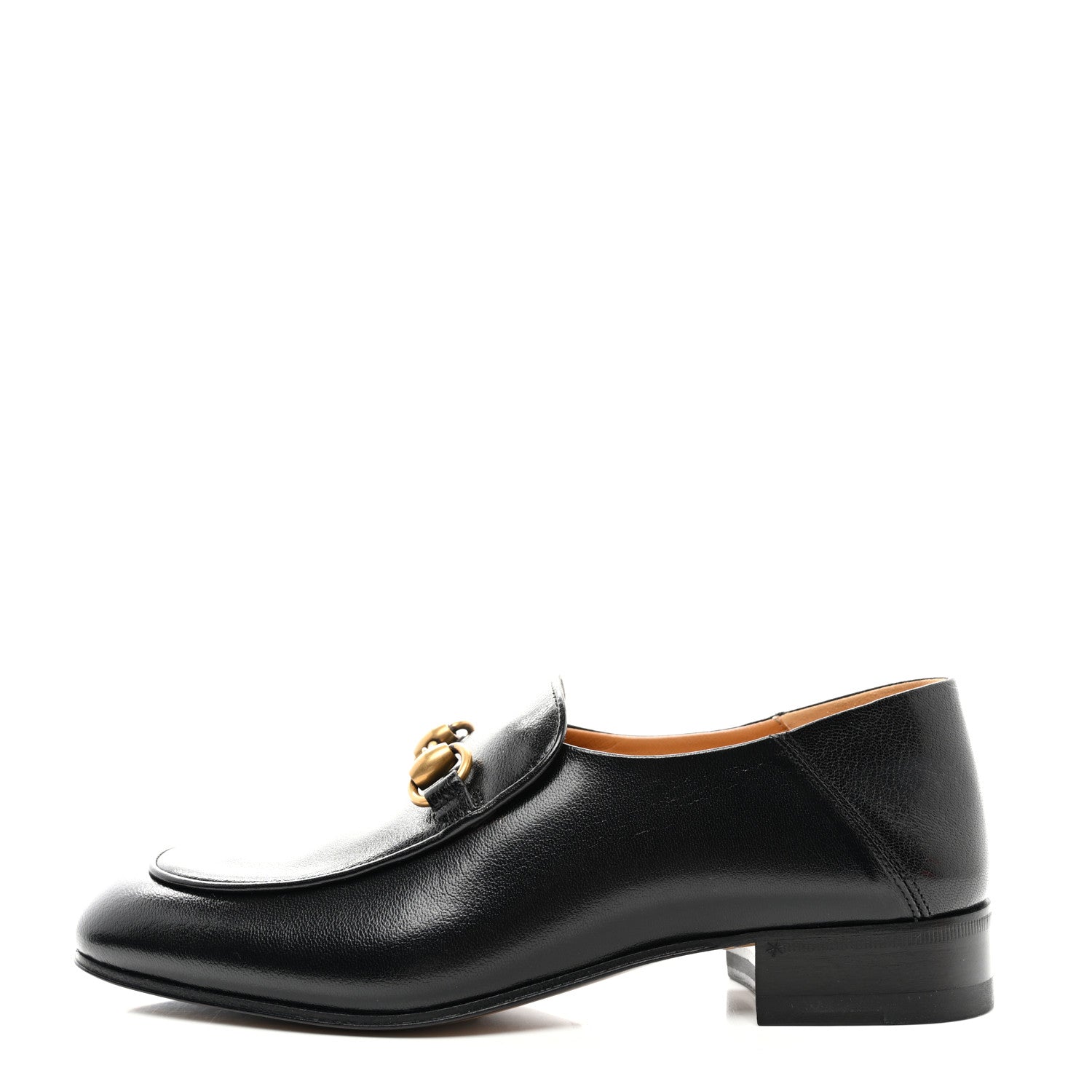 Gucci Goatskin Womens Horsebit Mid-Heel Loafers 36.5 Black 1 of 8