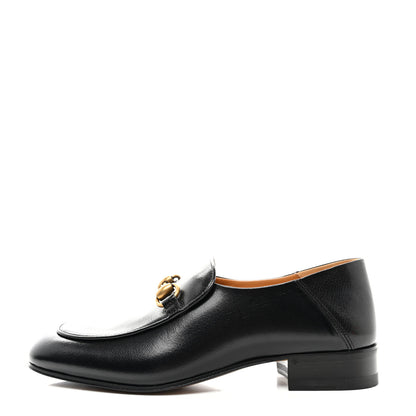 Gucci Goatskin Womens Horsebit Mid-Heel Loafers 36.5 Black 1 of 8