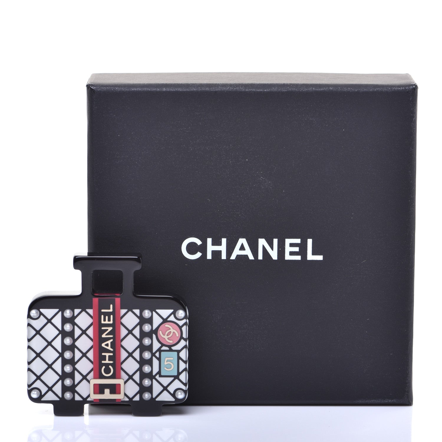 Chanel Resin Pearl Suitcase CC Brooch Multicolor 5 of 5