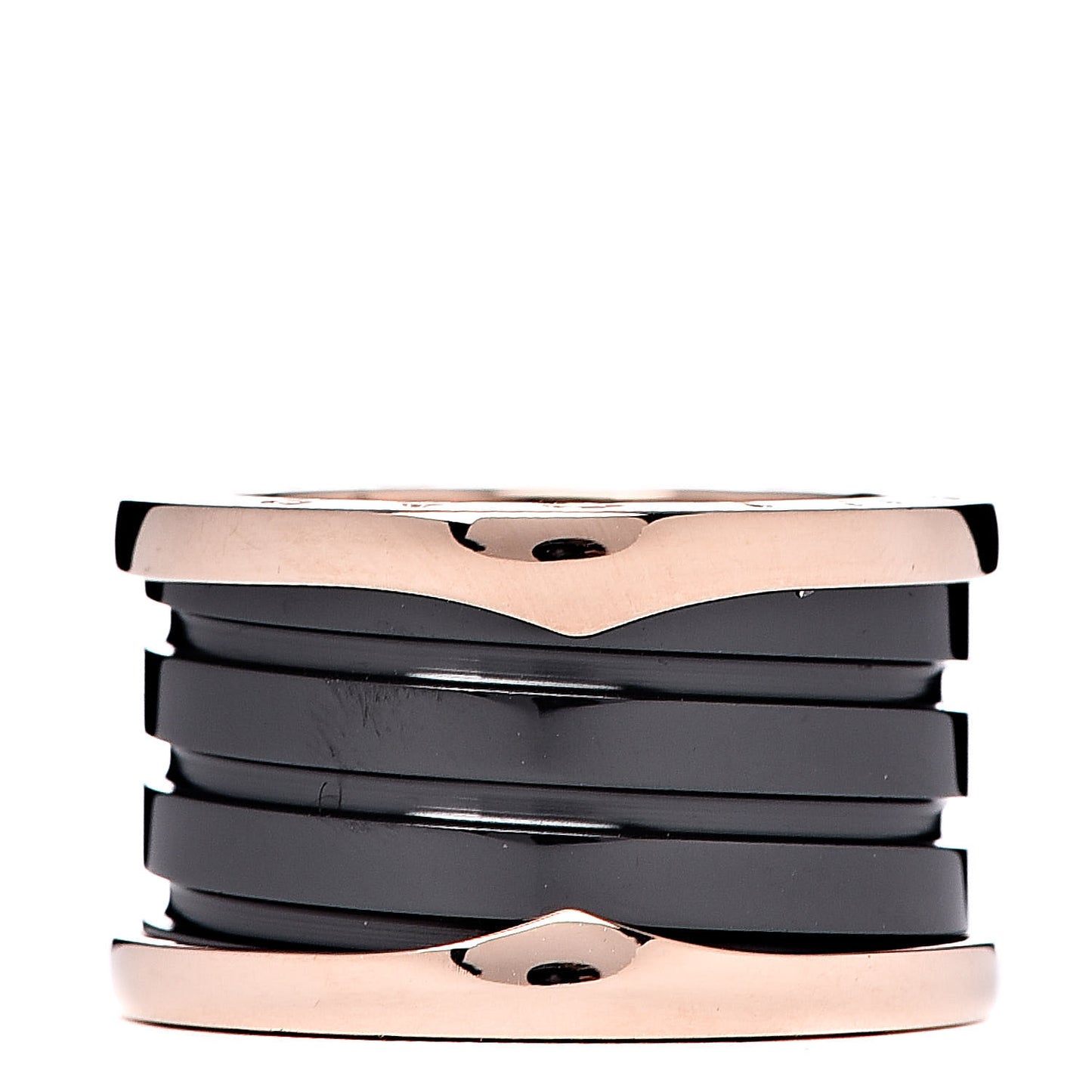 18K Rose Gold Black Ceramic B.Zero1 Four-Band Ring 48 4.5