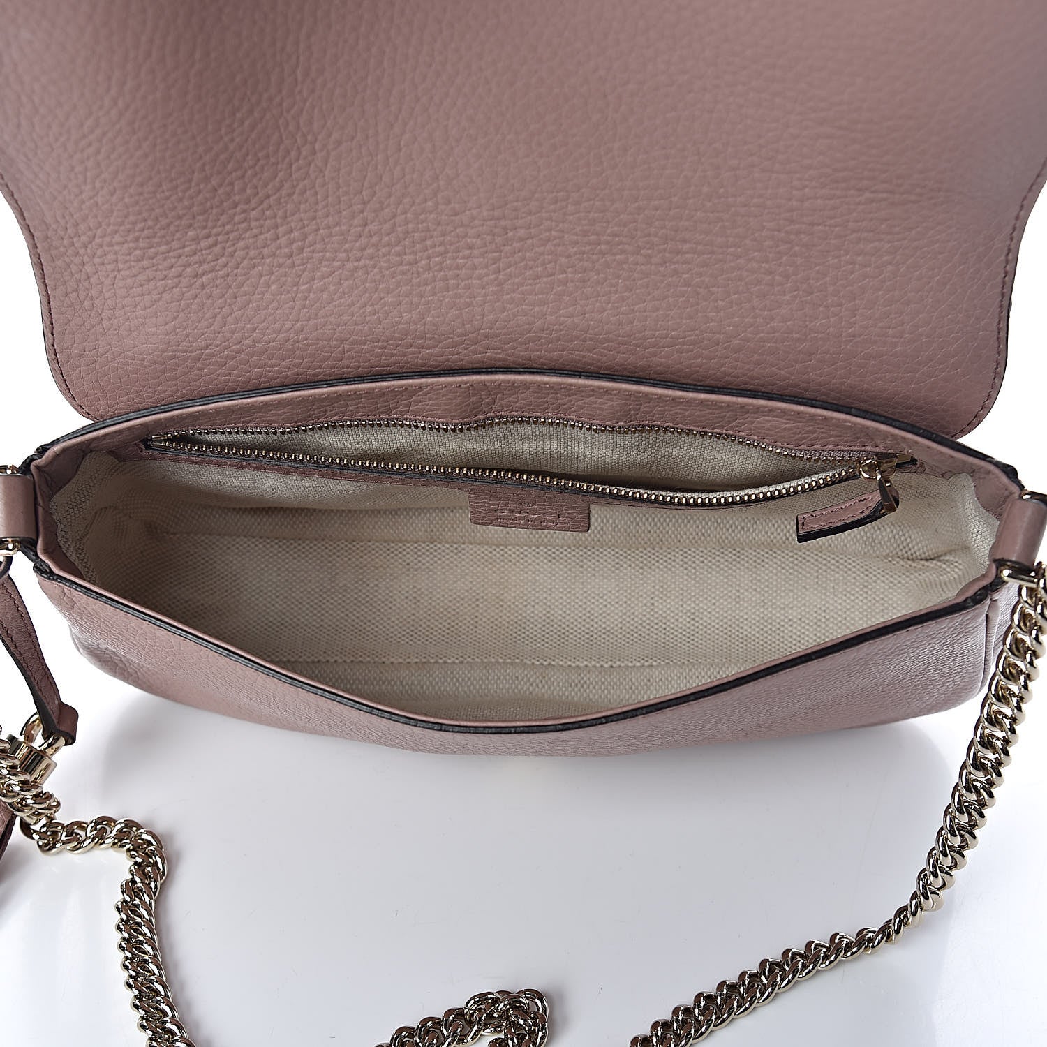 Gucci Pebbled Calfskin Medium Soho Flap Crossbody Pale Pink 5 of 10