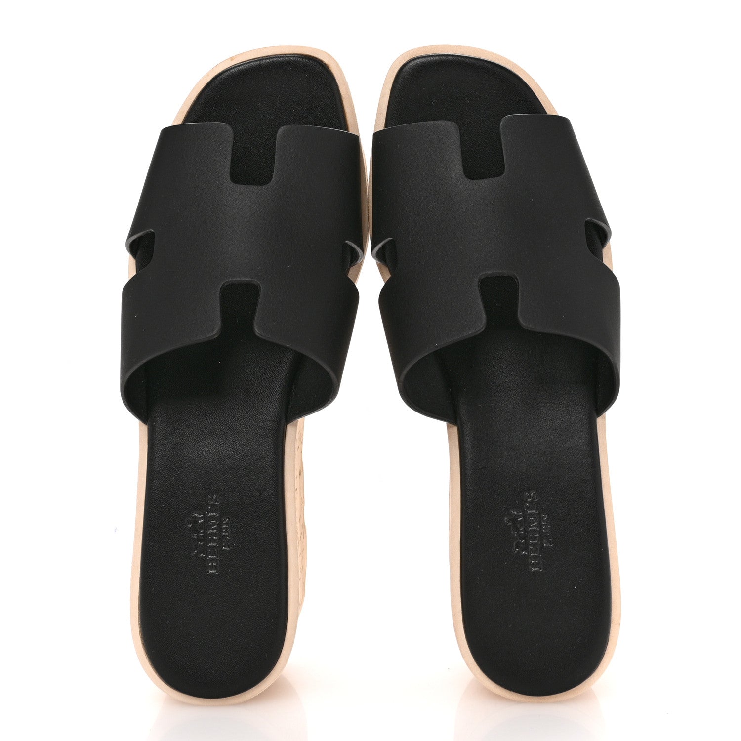 Hermes Calfskin Cork Eze 30 Sandals 38 Black 2 of 10