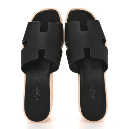 Hermes Calfskin Cork Eze 30 Sandals 38 Black 2 of 10