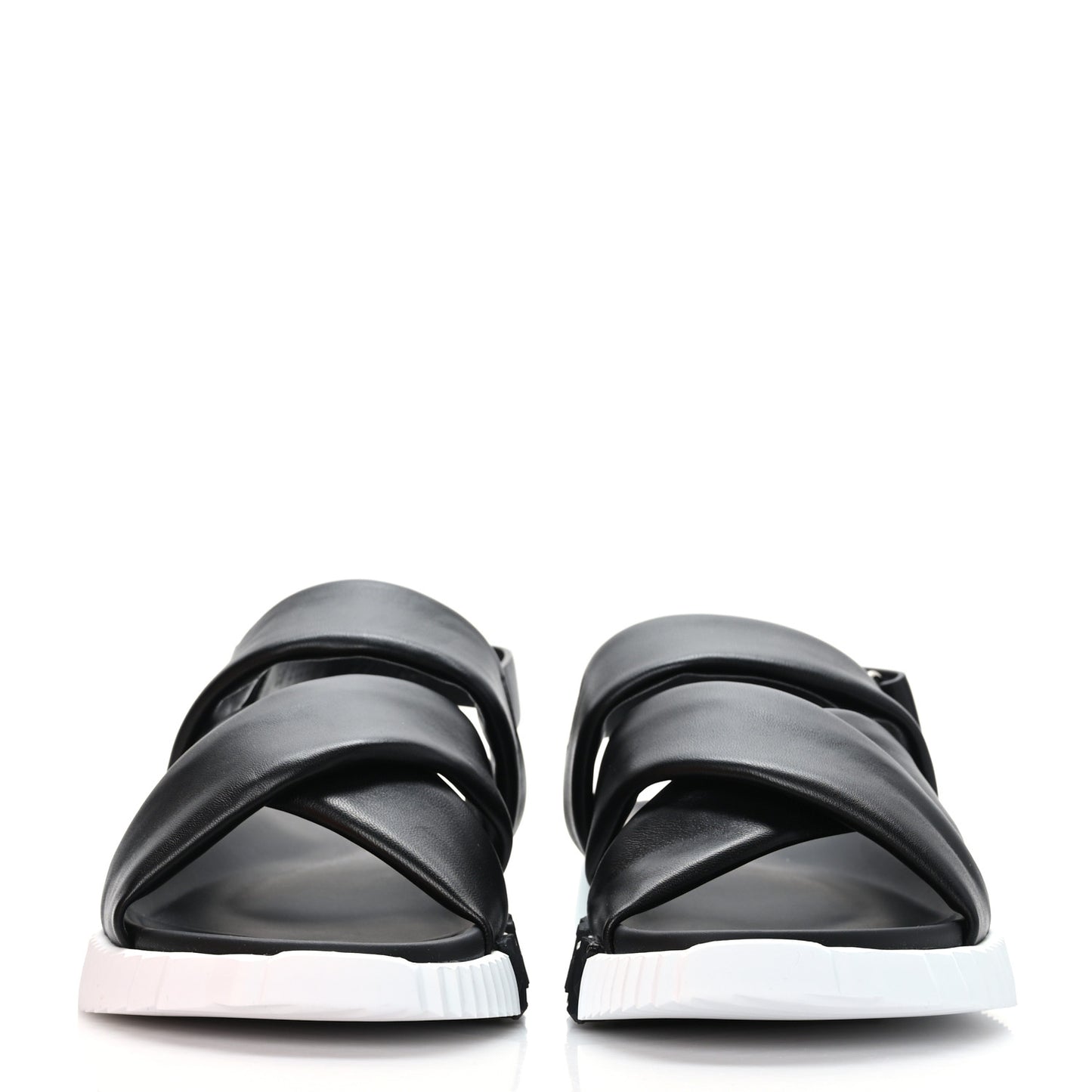 Calfskin Goatskin Electric Sandals 39 Black White