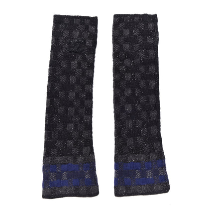 Chanel Cashmere Viscose CC Arm Warmers Grey Navy 1 of 6