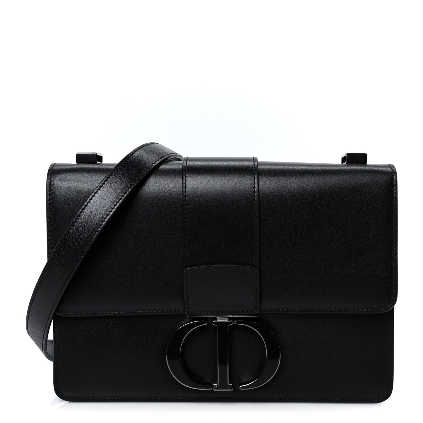 Box Calfskin 30 Montaigne Flap Bag Black