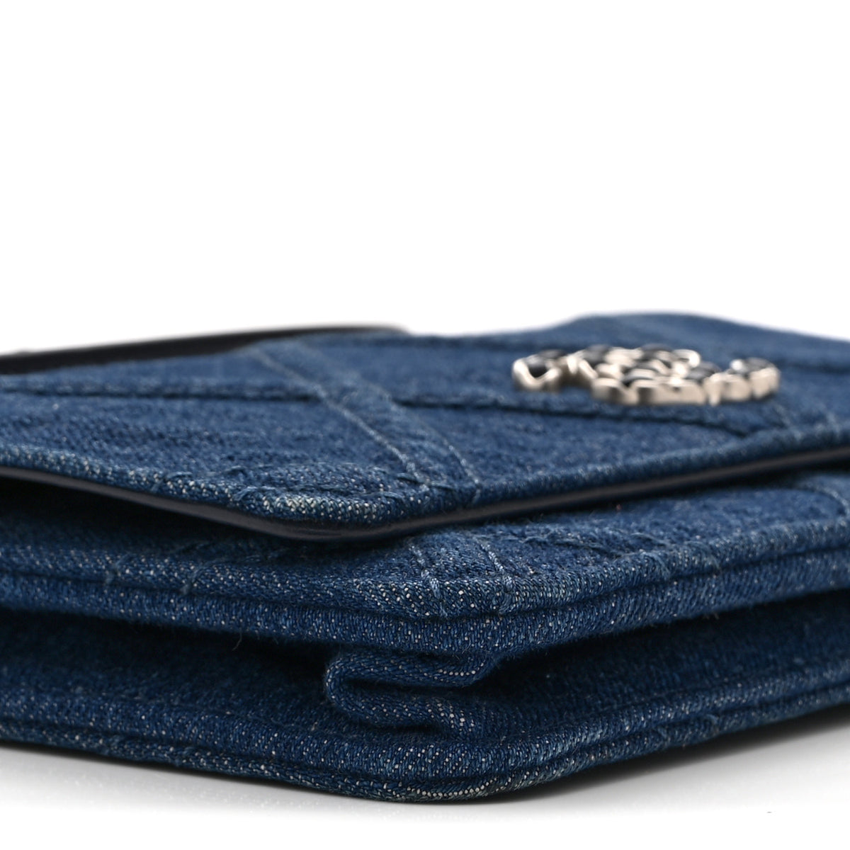 Denim Quilted Chanel 19 Wallet On Chain WOC Blue