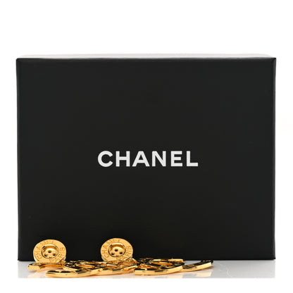 Chanel Metal Large Paris Button Clip On Earrings Gold 5 of 5