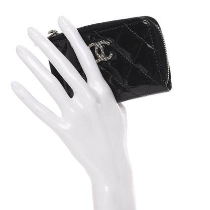 Chanel Patent Quilted Brilliant Key Holder Case Black 2 of 8
