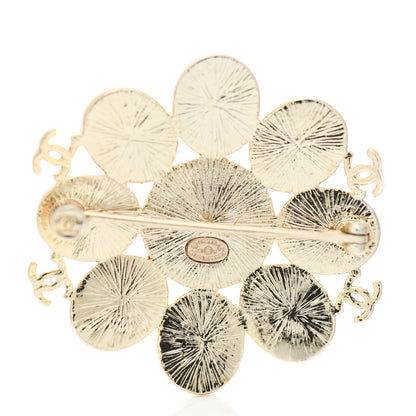Chanel Pearl Crystal CC Brooch Pearly White Gold 4 of 4