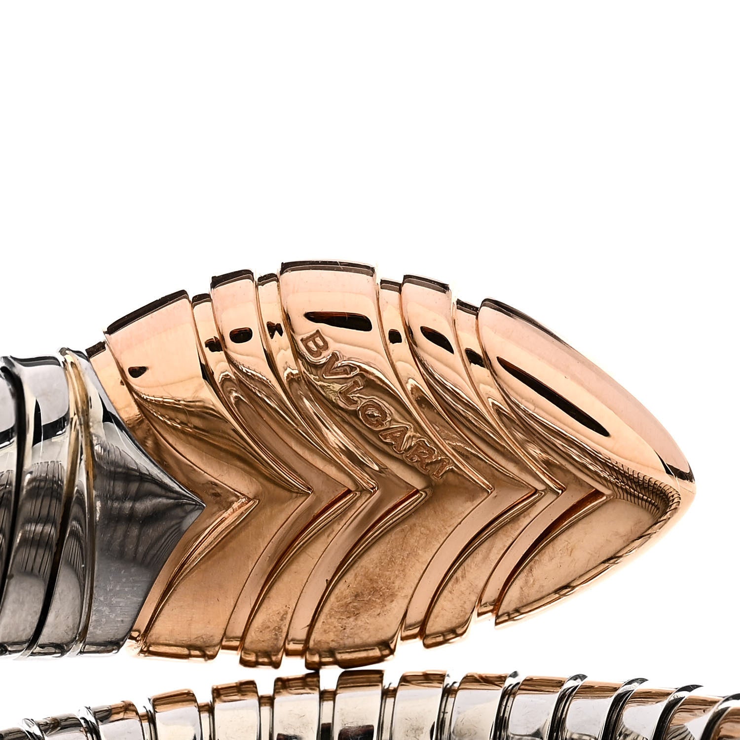 Bulgari Stainless Steel 18K Rose Gold Serpenti Tubogas Double Spiral Bracelet SM 3 of 4