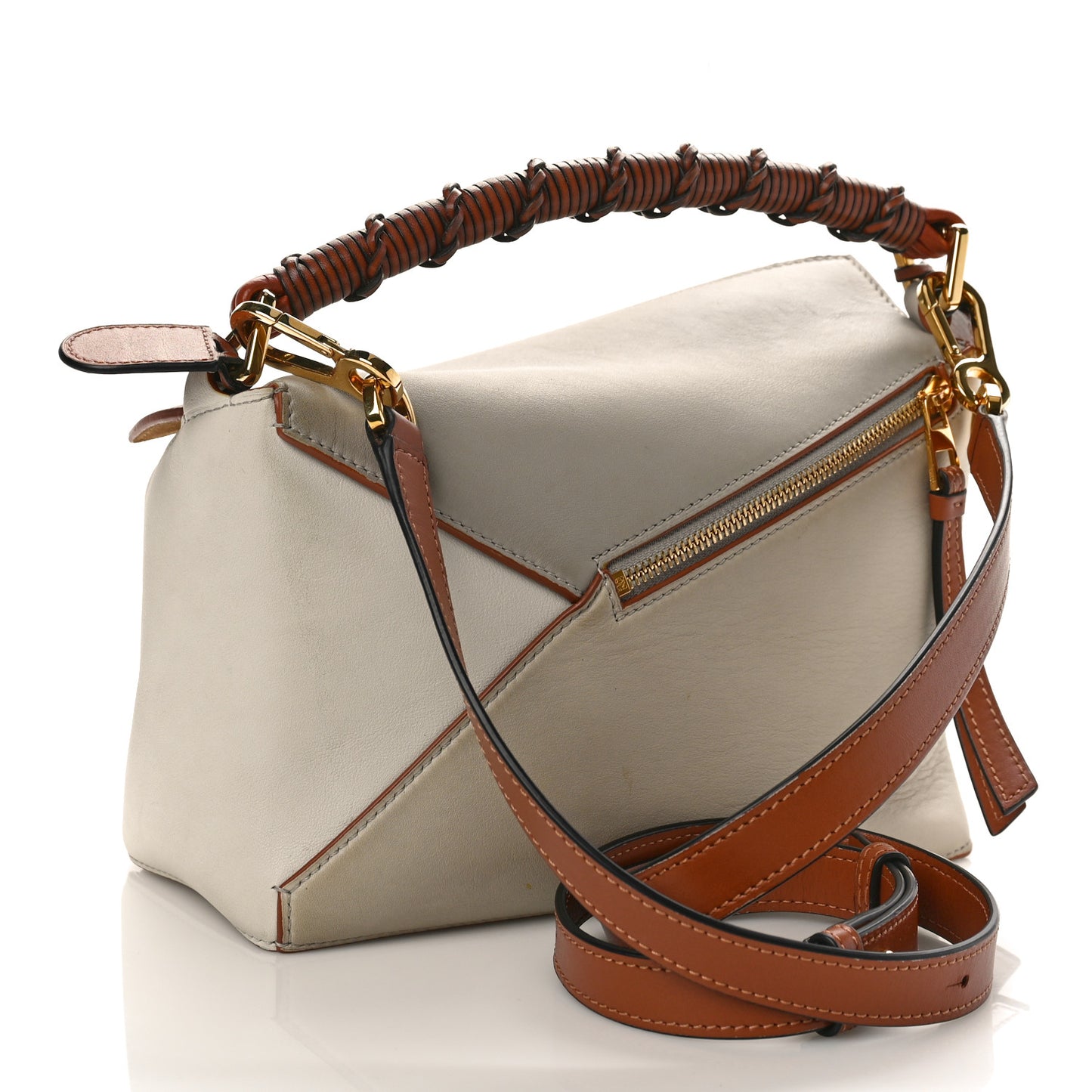 Calfskin Small Puzzle Edge Bag Ghost Soft White