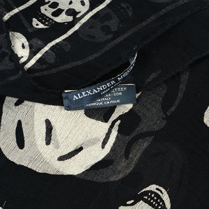 Alexander McQueen Silk Chiffon Skull Scarf Black Ivory 4 of 4