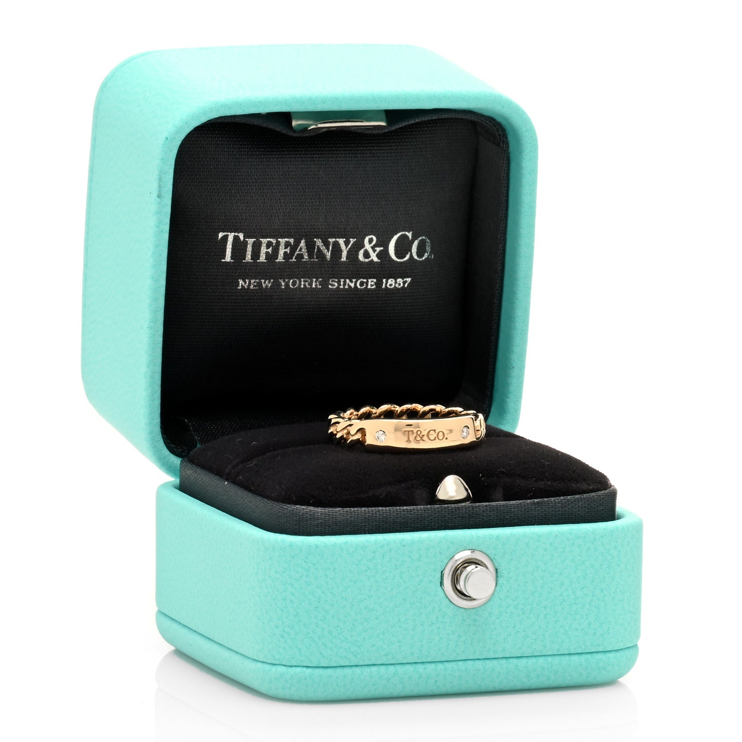 18K Rose Gold Diamond Micro Link Ring 47 4