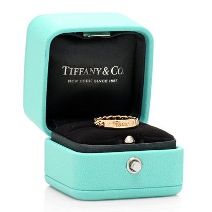 Tiffany 18K Rose Gold Diamond Micro Link Ring 47 4 5 of 5