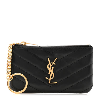 Saint Laurent Calfskin Matelasse Monogram Key Pouch Black 1 of 8