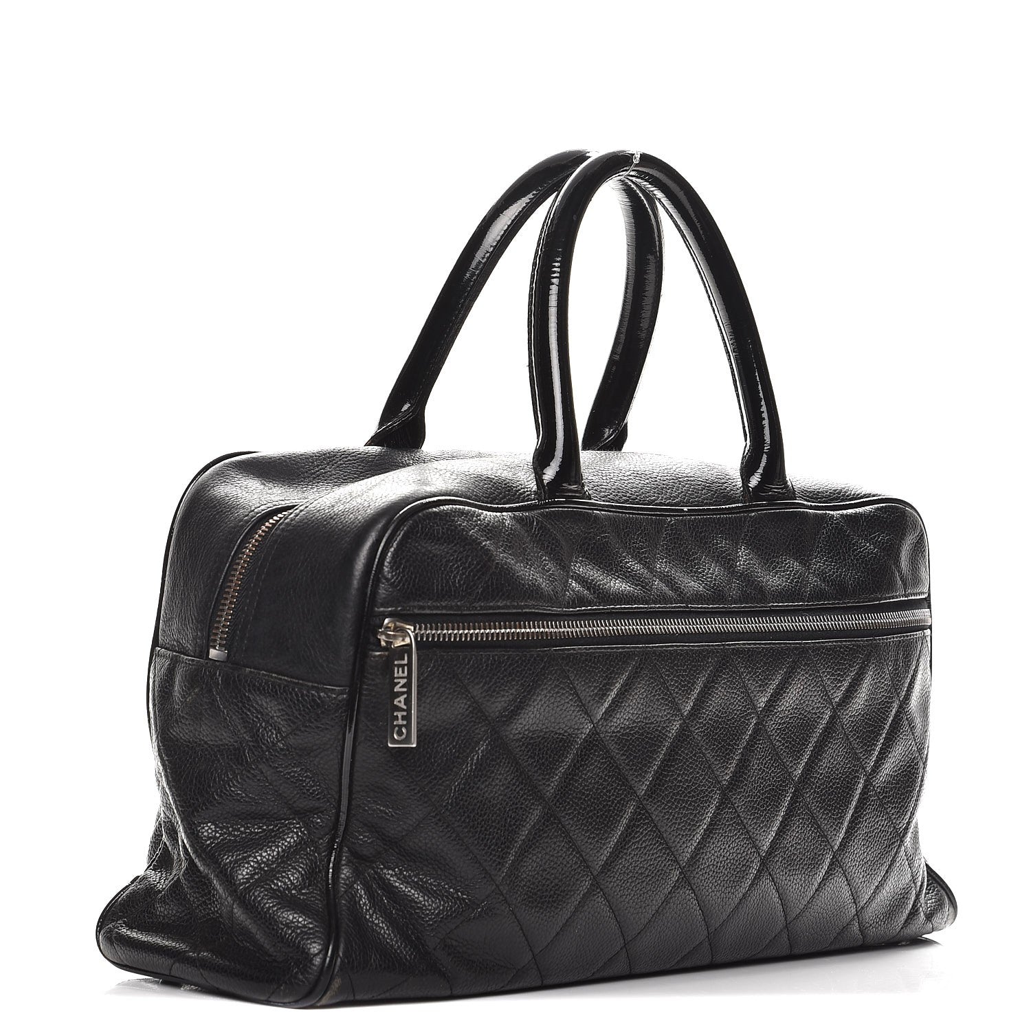 Chanel Caviar Patent Quilted Large Bowler Black 3 of 15