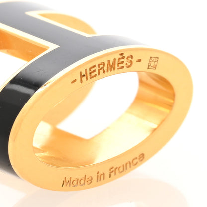 Hermes Lacquered Gold Pop H Pendant Black 3 of 3