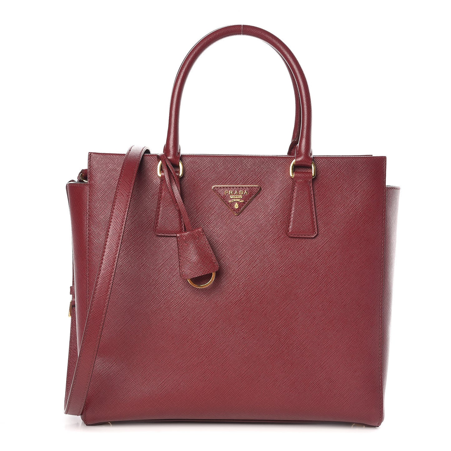 Saffiano Lux Double Handle Shopping Tote Cerise
