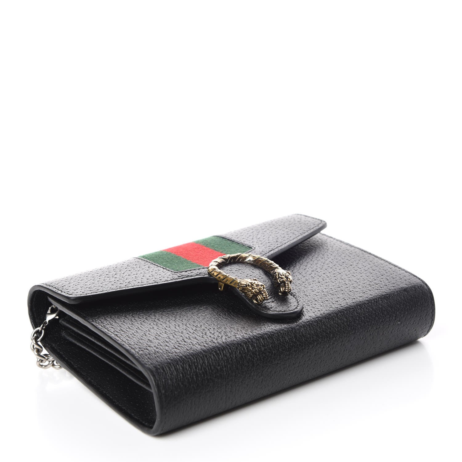 Gucci Calfskin Web Mini Dionysus Chain Wallet Black 4 of 9