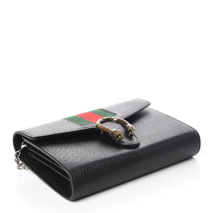 Gucci Calfskin Web Mini Dionysus Chain Wallet Black 4 of 9