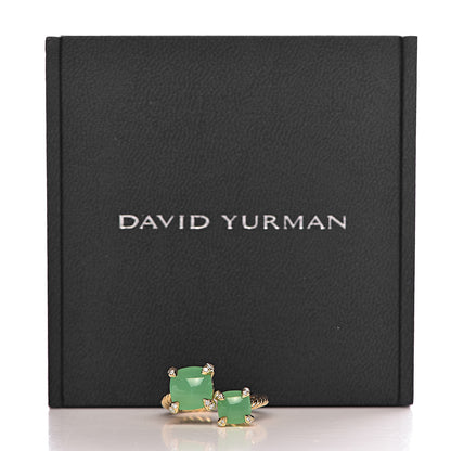 David Yurman 18K Yellow Gold Diamond Chrysoprase Chatelaine Bypass Ring 54 7 6 of 6