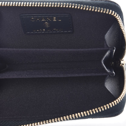 Chanel Calfskin Camellia Embossed Zip Coin Purse Navy 5 of 7