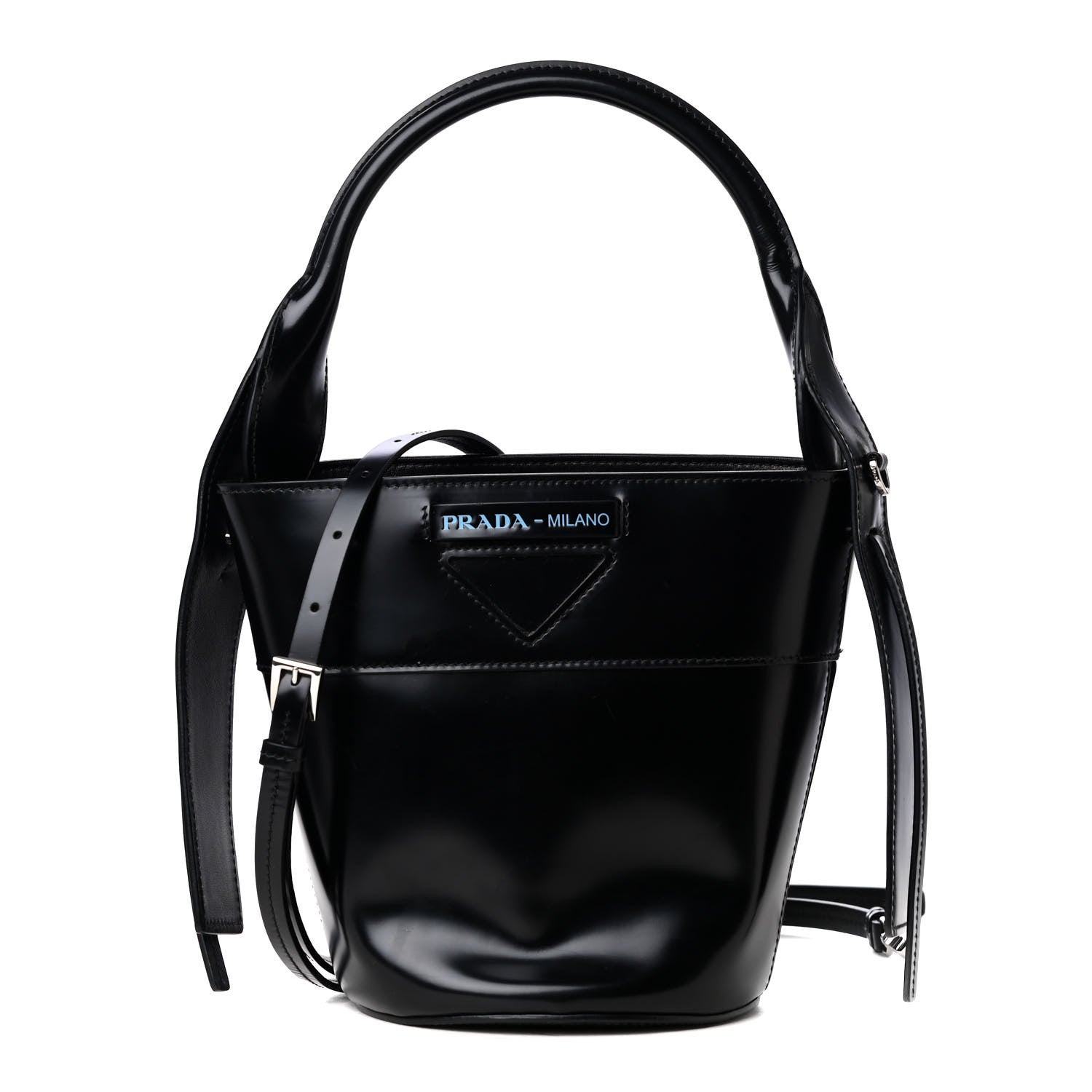 Prada Tessuto Spazzolato Ouverture Bucket Bag Black 1 of 5