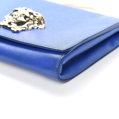 Versace Grained Calfskin Palazzo Chain Evening Bag Blue 6 of 10