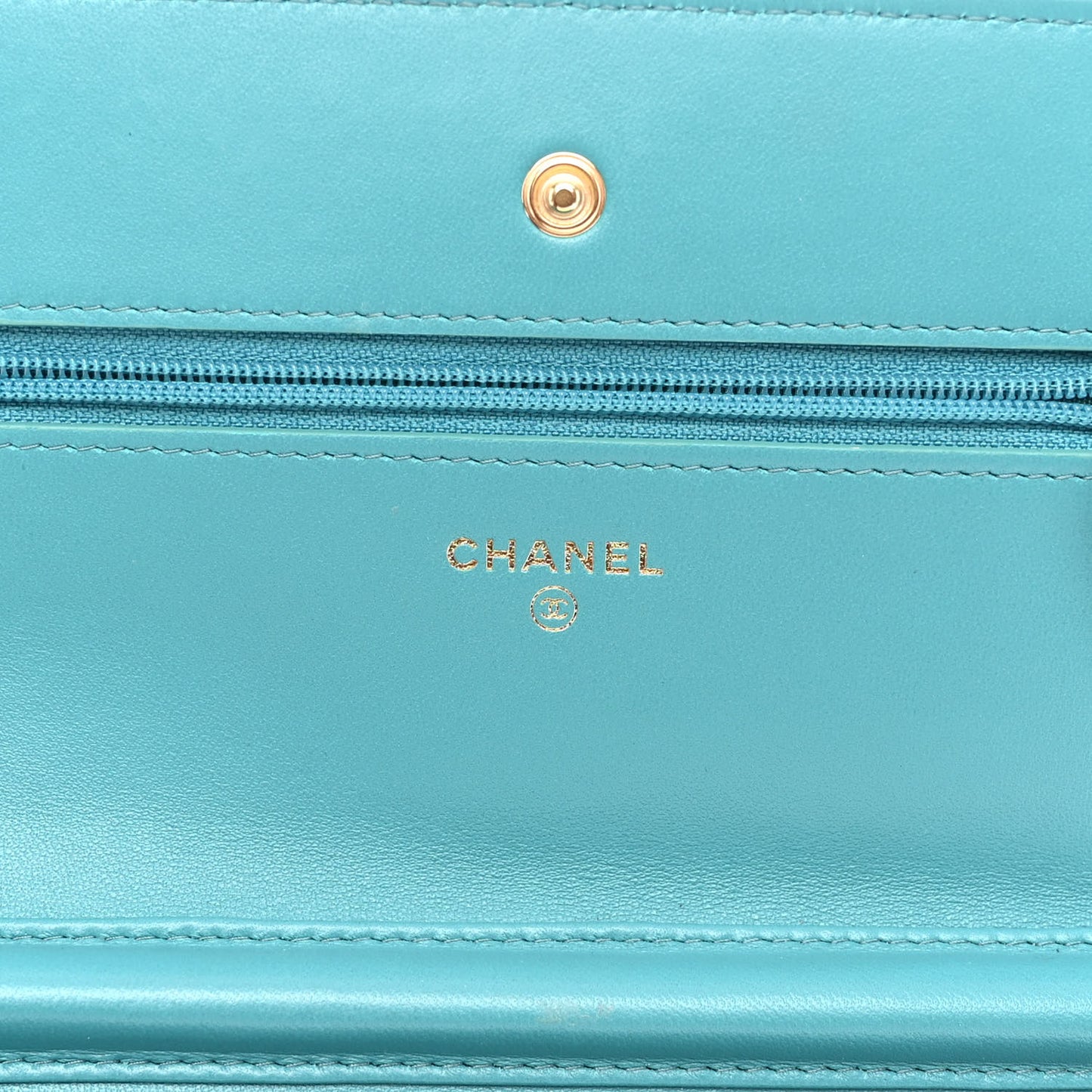 Lambskin Gripoix Quilted Wallet On Chain WOC Turquoise
