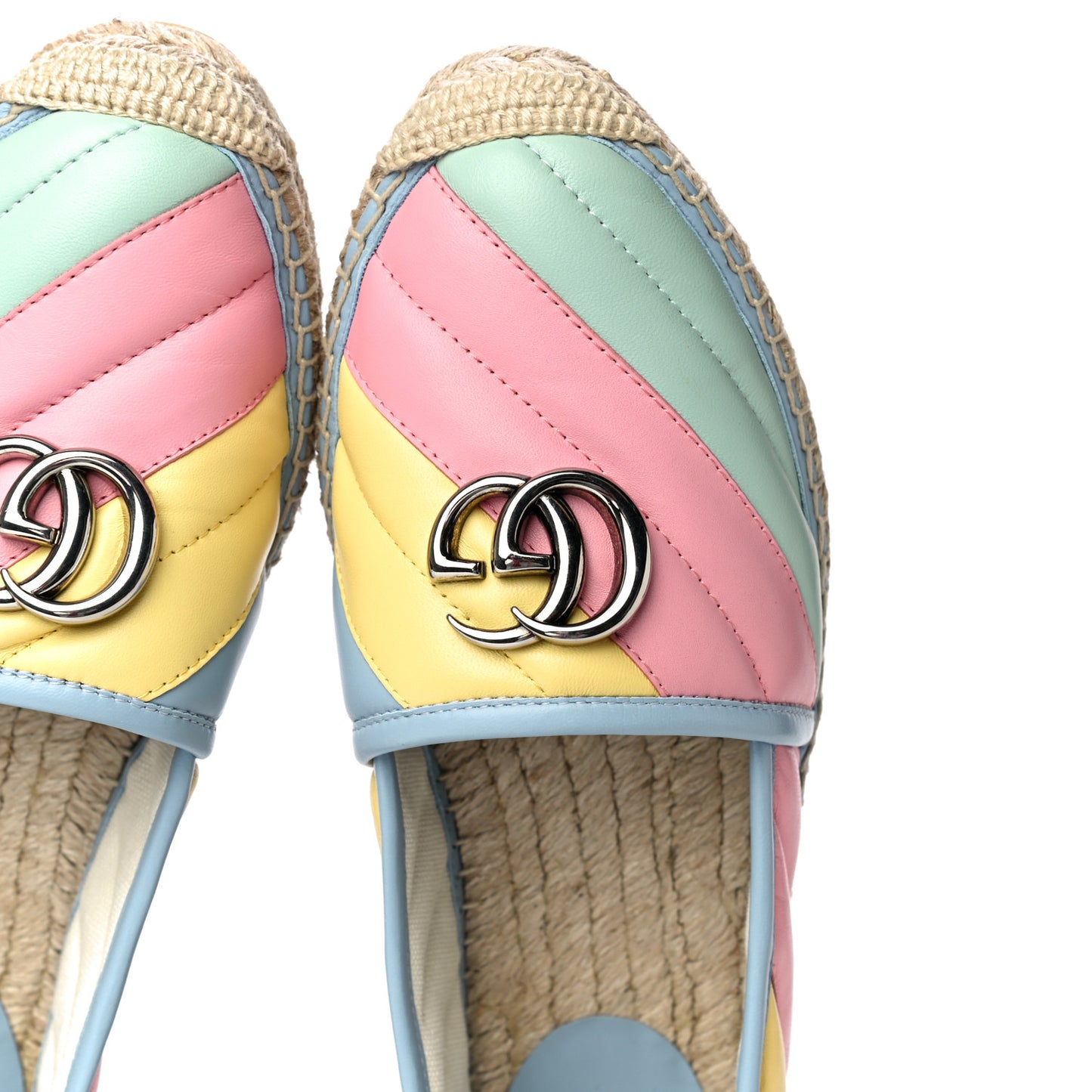 Nappa Matelasse Diagonal GG Marmont Espadrilles 37.5 Multicolor Pastel