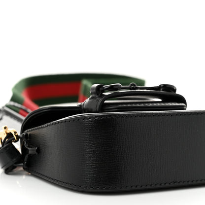 Gucci Azalea Calfskin Web Monochrome Horsebit 1955 Wallet On Strap Black 9 of 10
