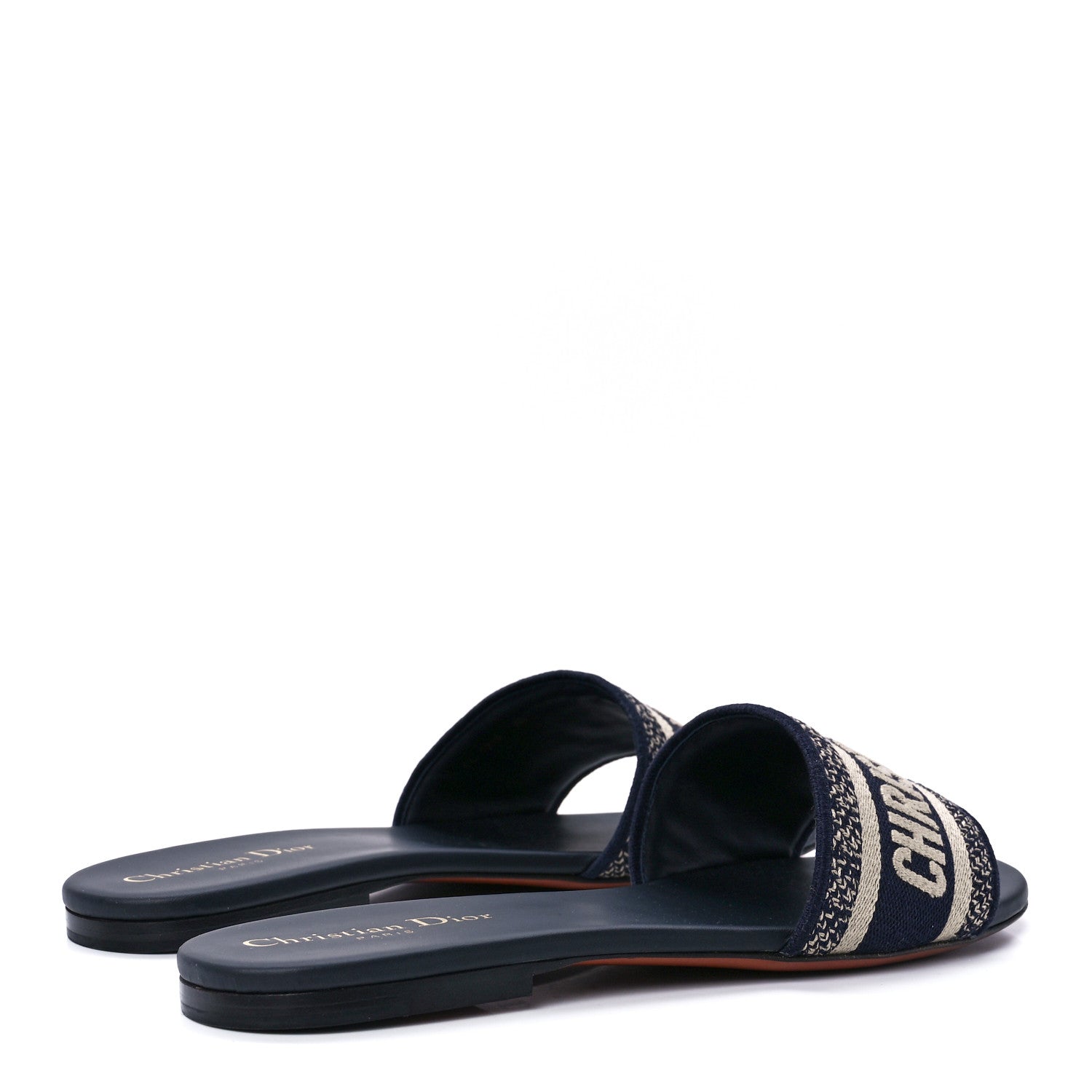 Christian Dior Canvas Embroidered Dway Mules Slide Sandals 40 Deep Blue 4 of 8