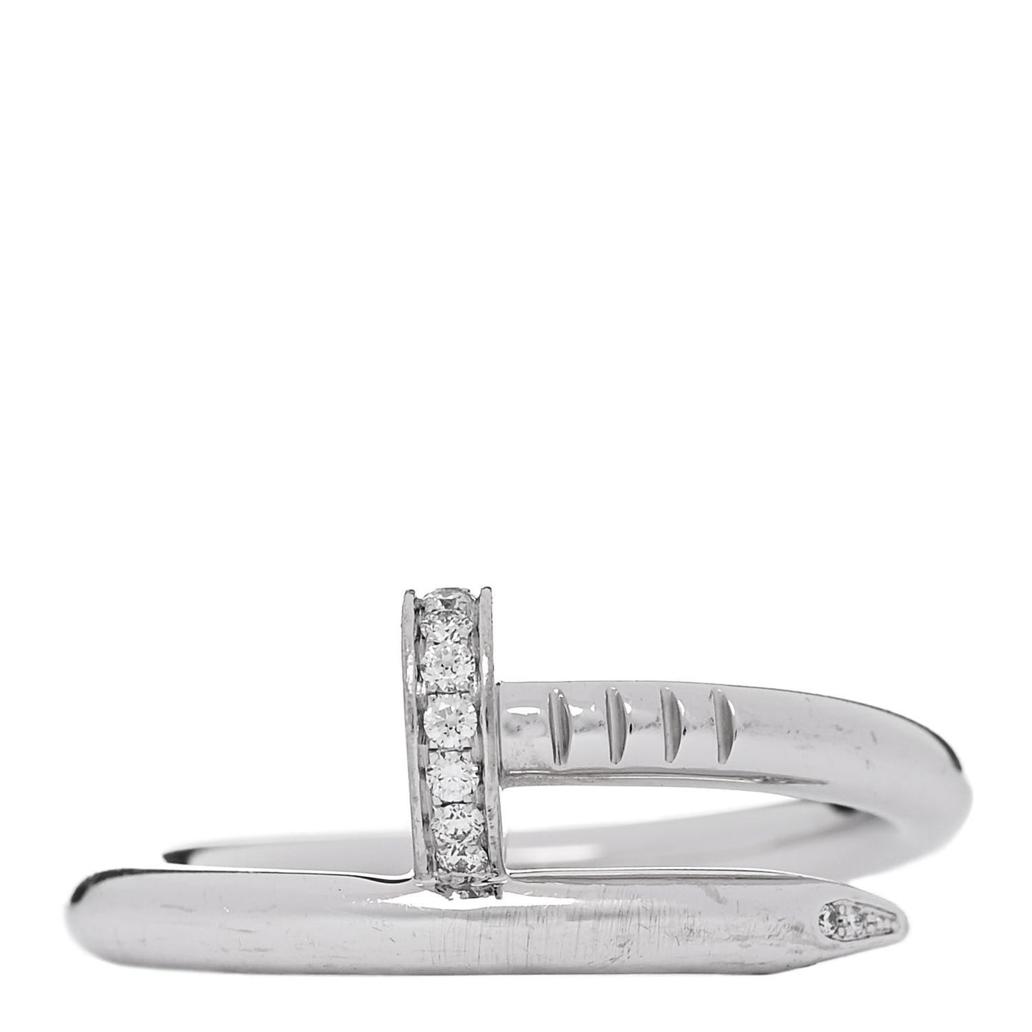 18K White Gold Diamond Juste Un Clou Ring 58 8.25