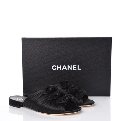 Chanel Satin Bow Mules 38 Black 10 of 10