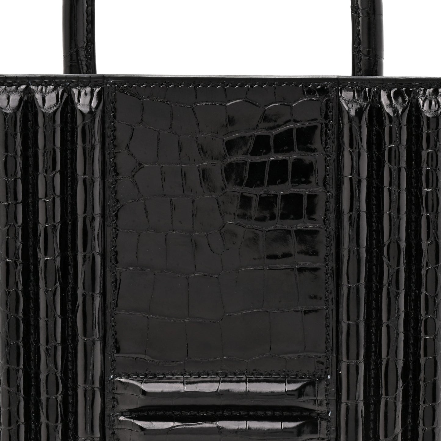 Shiny Porosus Crocodile Lisse Kelly Cadena Clutch Black