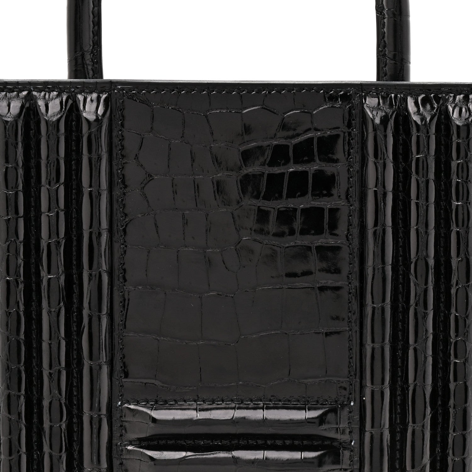 Hermes Shiny Porosus Crocodile Lisse Kelly Cadena Clutch Black 8 of 11