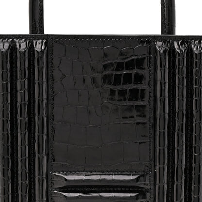 Hermes Shiny Porosus Crocodile Lisse Kelly Cadena Clutch Black 8 of 11