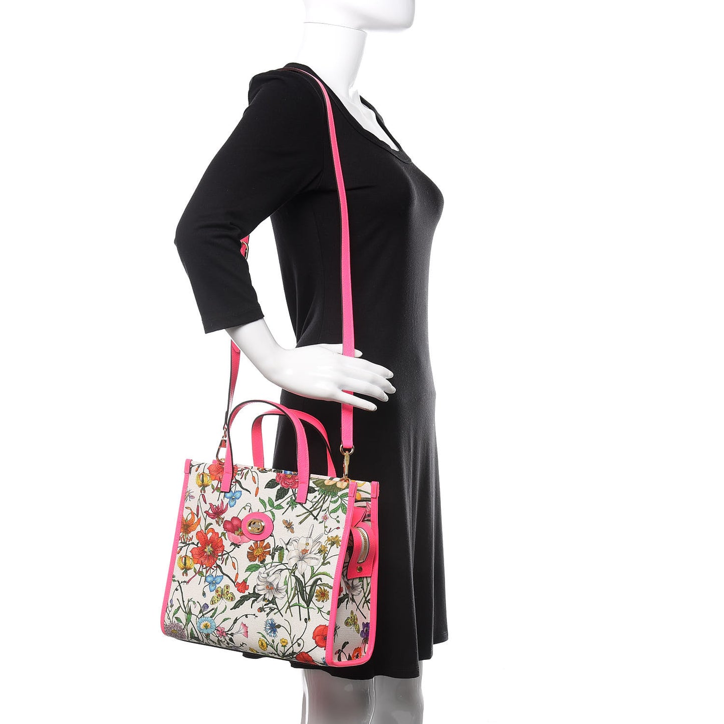 Canvas Medium Flora Tote Fuchsia
