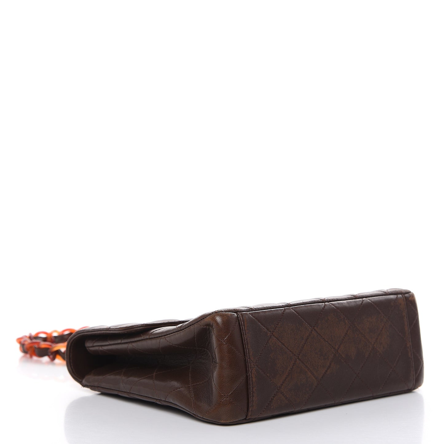Lambskin Tortoise Square Chain Flap Brown