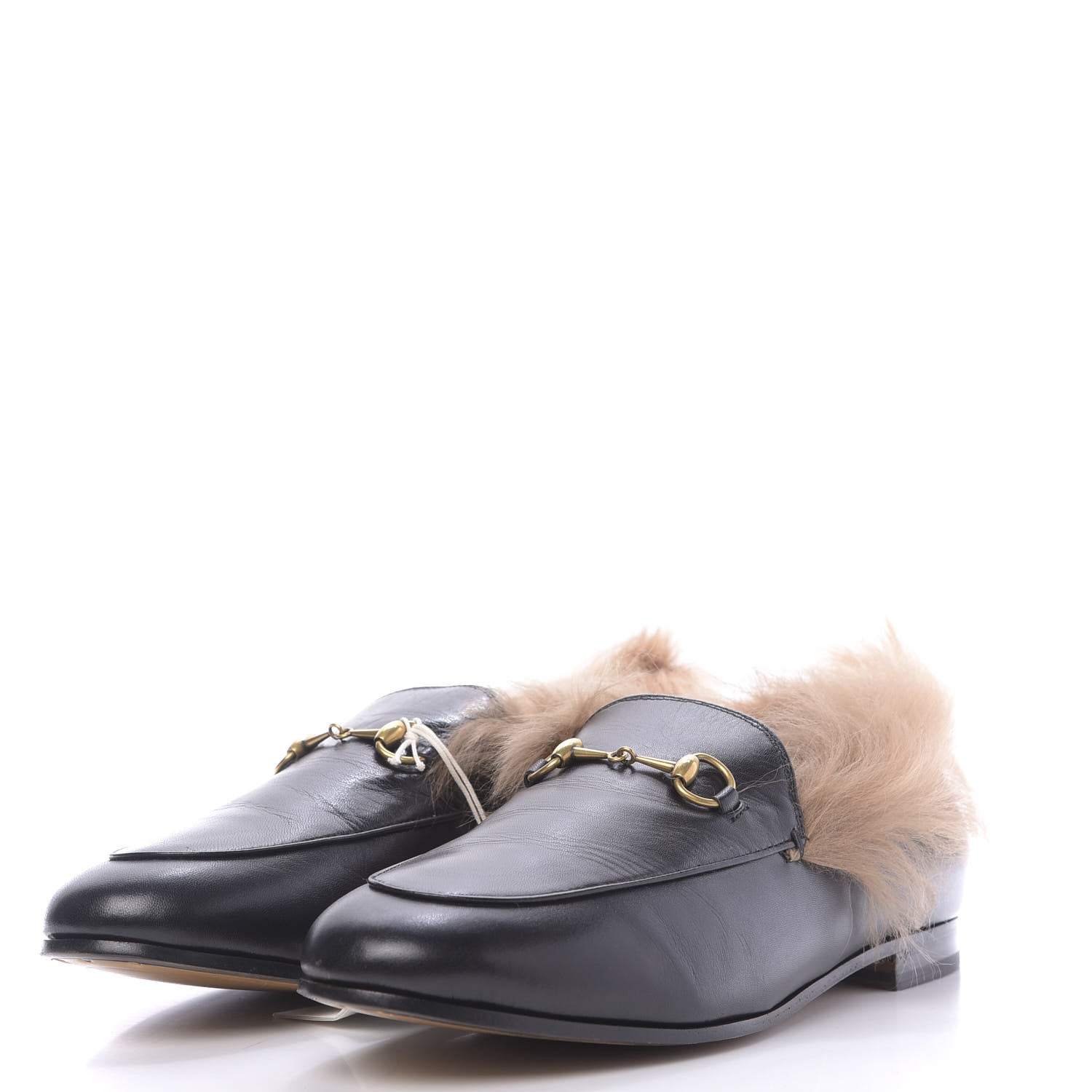 Gucci Malaga Kid Fur Womens Jordaan Loafers 41 Black Natural 3 of 12