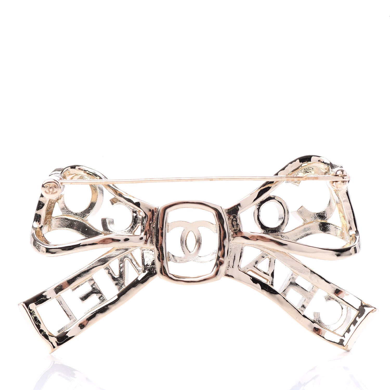 Chanel Metal Crystal Bow-tiful CC Brooch Gold 3 of 4