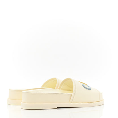 Chanel Lambskin Cha-Nel Mule Sandals 38 Ivory Multicolor 4 of 8