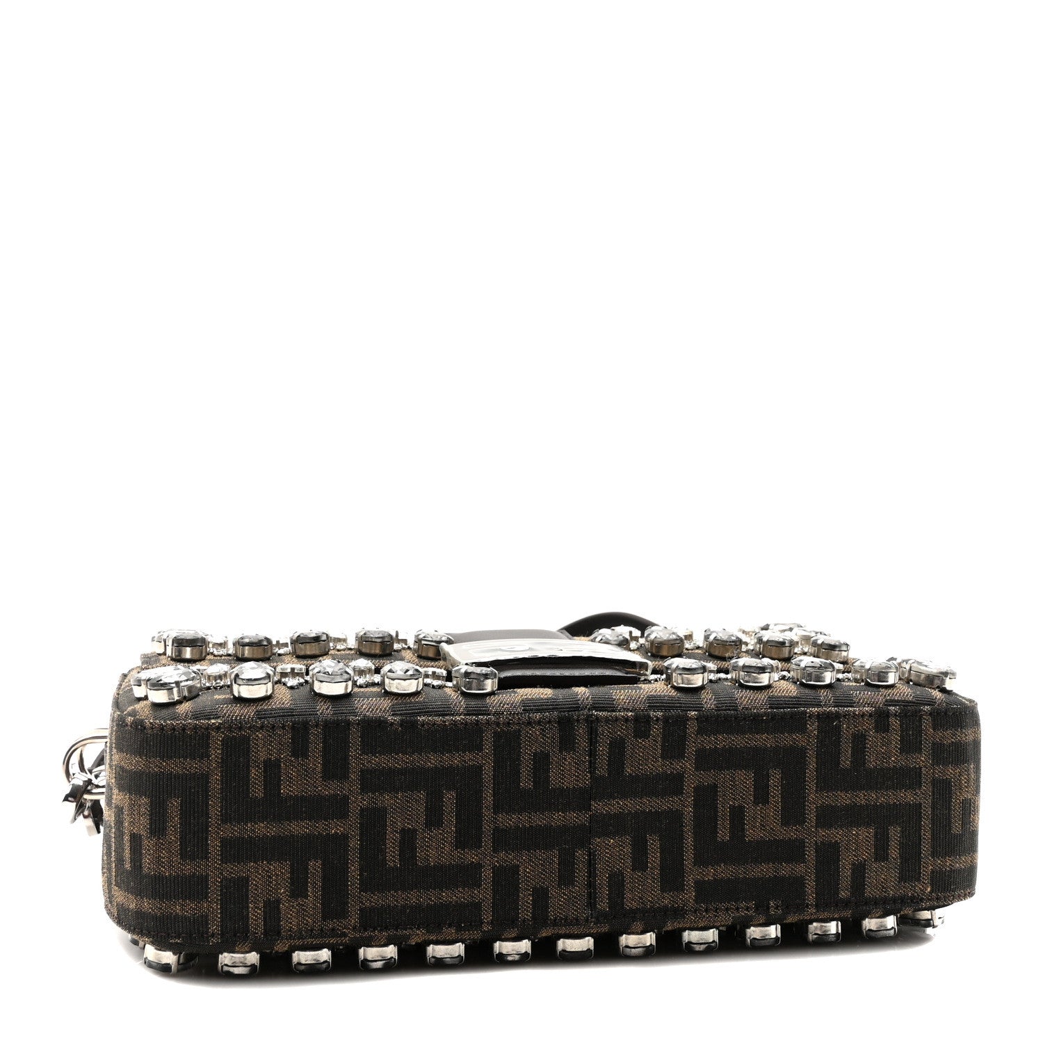 Fendi Fabric Jacquard FF 1974 Crystal Embellished Baguette Tobacco Moro Multicolor 4 of 10