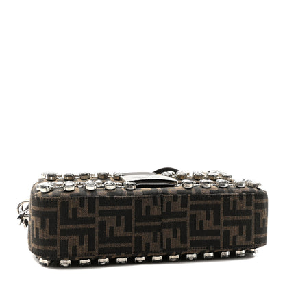 Fendi Fabric Jacquard FF 1974 Crystal Embellished Baguette Tobacco Moro Multicolor 4 of 10