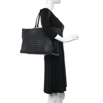 Fendi Nappa Crocodile Trapuntata Large 3Jours Tote Black 2 of 11