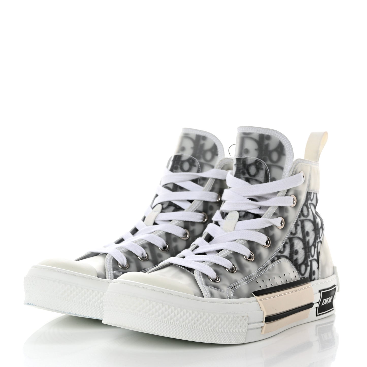 Technical Canvas Oblique Mens B23 High Top Sneakers 39 White Black