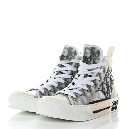 Christian Dior Technical Canvas Oblique Mens B23 High Top Sneakers 39 White Black 3 of 8